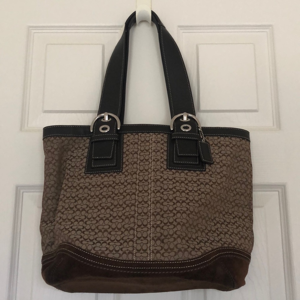 EUC Coach Signature Insignia Print Shoulder Bag